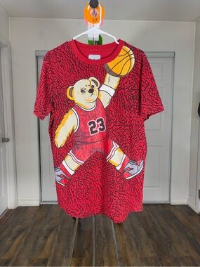 Red Basketball Bear Graphic Tee